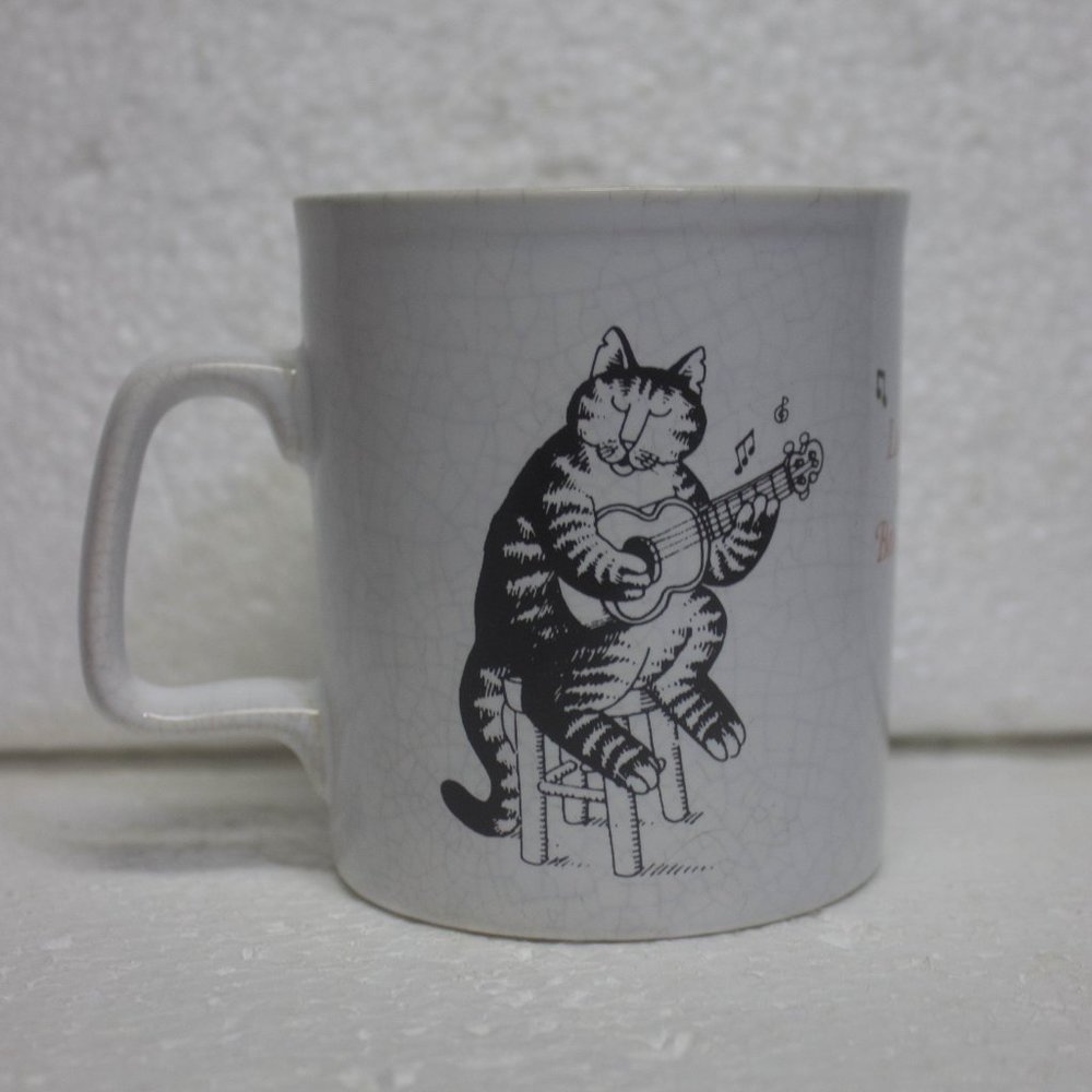 Vintage Kiln Craft Cat Singer Songwriter Mug Heavy Crazing